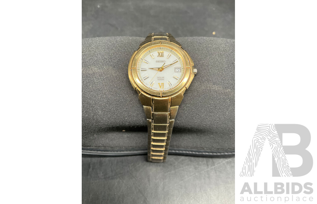 SEIKO Womens Gold Tone Watch Solar 100M  V187/0AB0