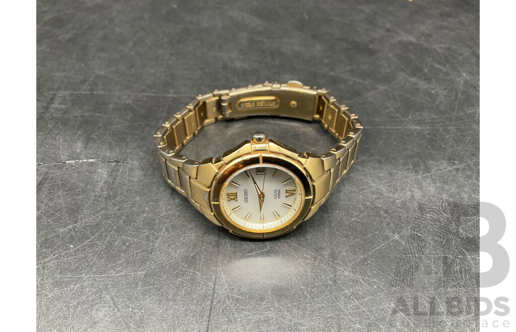 SEIKO Womens Gold Tone Watch Solar 100M  V187/0AB0
