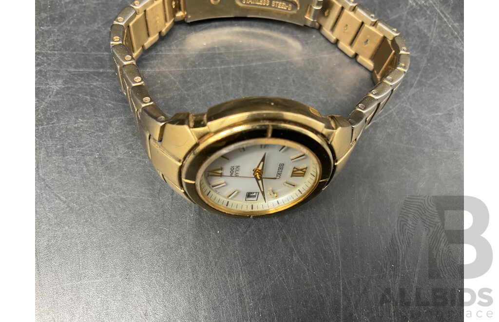 SEIKO Womens Gold Tone Watch Solar 100M  V187/0AB0