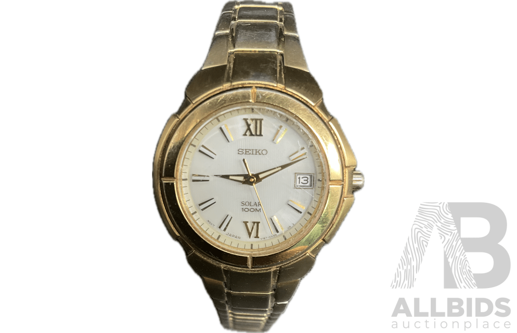 SEIKO Womens Gold Tone Watch Solar 100M  V187/0AB0