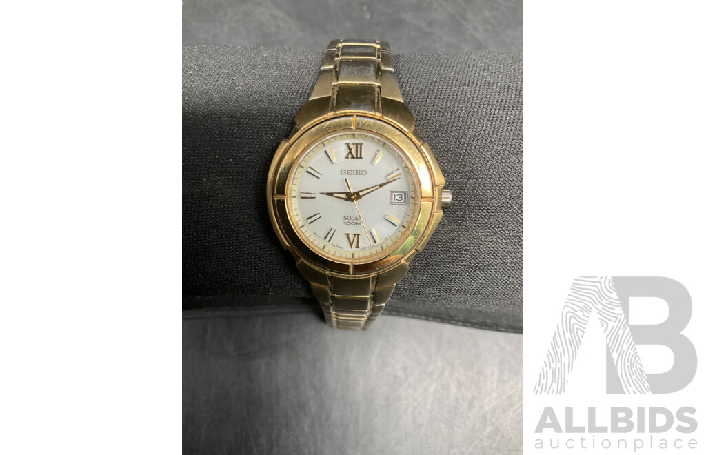 SEIKO Womens Gold Tone Watch Solar 100M  V187/0AB0