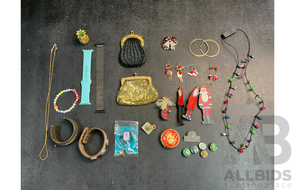 Assorted Costume Xmas Jewellery, Spare Watch Wristbands and More   - Lot of 20