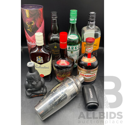 Assorted Spirits - BALLANTINES, MARKO, TIA MARIA, DRAMBUIE, GLENFIDDICH and More - ALL OPENED BOTTLES  - Lot of 10