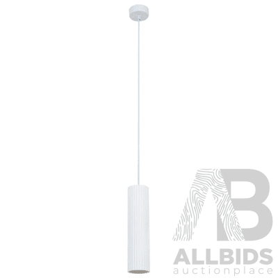 MFL by Masson Gypsum 1 Light Small Cylinder Pendant in Ribbed White - Lot of 3 - ORP $687