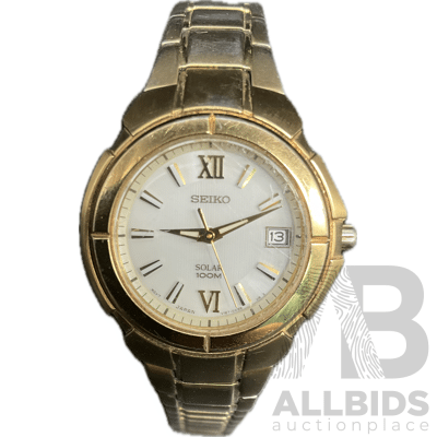 SEIKO Womens Gold Tone Watch Solar 100M  V187/0AB0
