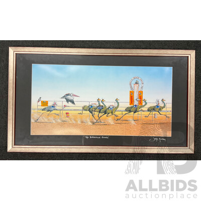 John Murray  'The Birdsville Races' Print , 38 X 68 Cm (frame)