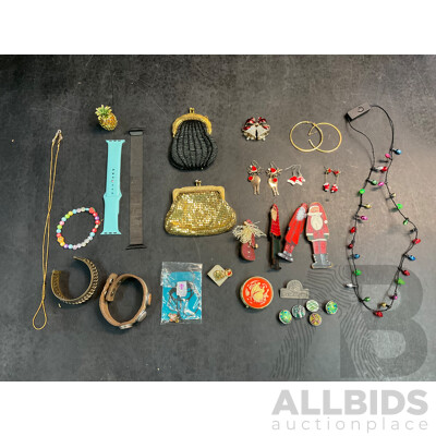 Assorted Costume Xmas Jewellery, Spare Watch Wristbands and More   - Lot of 20