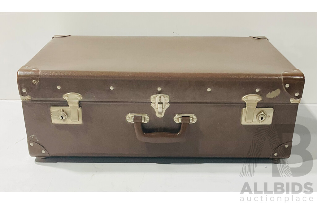Two Vintage Suitcases with Original Army Labels to Interior