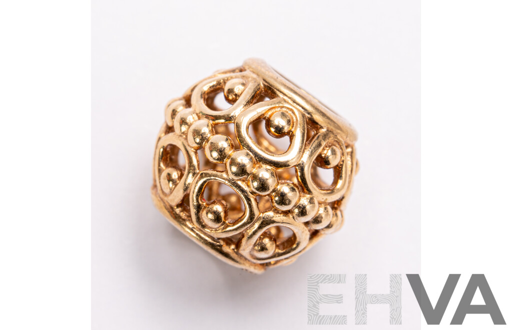 Pandora Authentic 14ct Gold Gilded Cage Charm, Retired 750458, 1.99 Grams