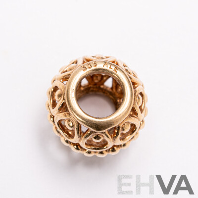 Pandora Authentic 14ct Gold Gilded Cage Charm, Retired 750458, 1.99 Grams