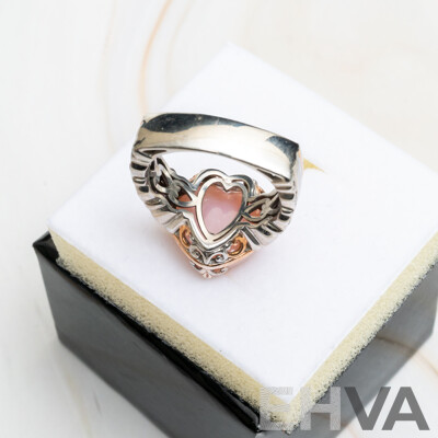 Vintage Michael Valitutti Rose Quartz & Pink Topaz Ring, Size Q, Sterling Silver 8.46 Grams