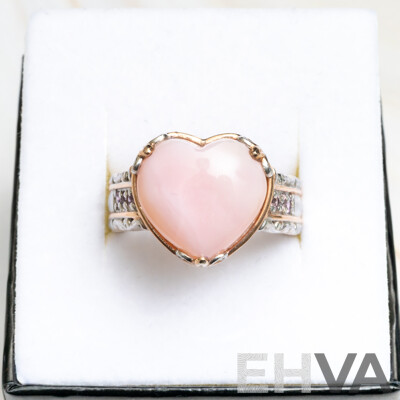 Vintage Michael Valitutti Rose Quartz & Pink Topaz Ring, Size Q, Sterling Silver 8.46 Grams