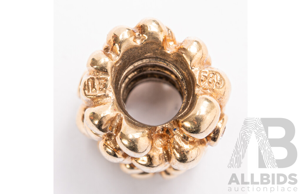 Pandora Authentic Diamond Daisy 14ct Gold Charm, Retired, 750344D, TDW0.02CT, 5.0 Grams