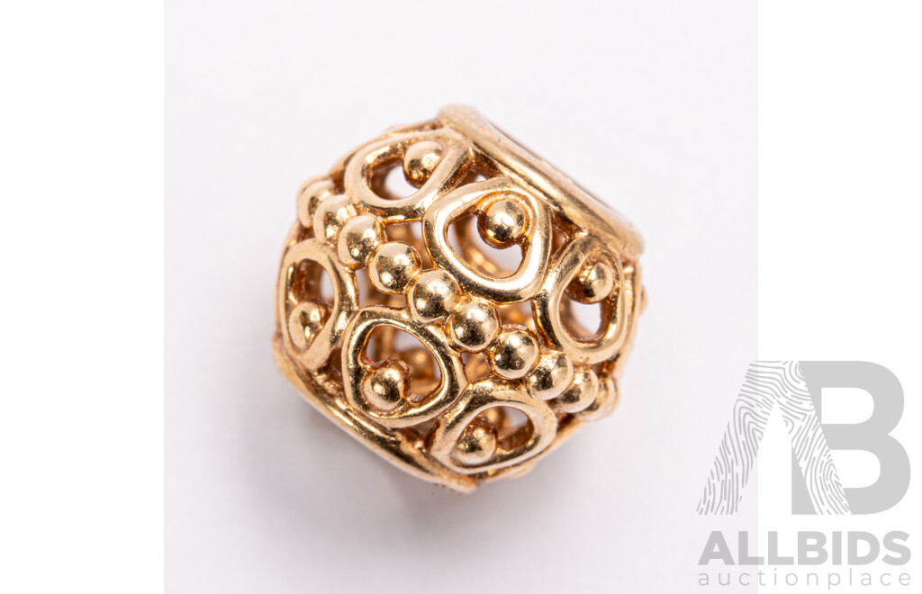 Pandora Authentic 14ct Gold Gilded Cage Charm, Retired 750458, 1.99 Grams