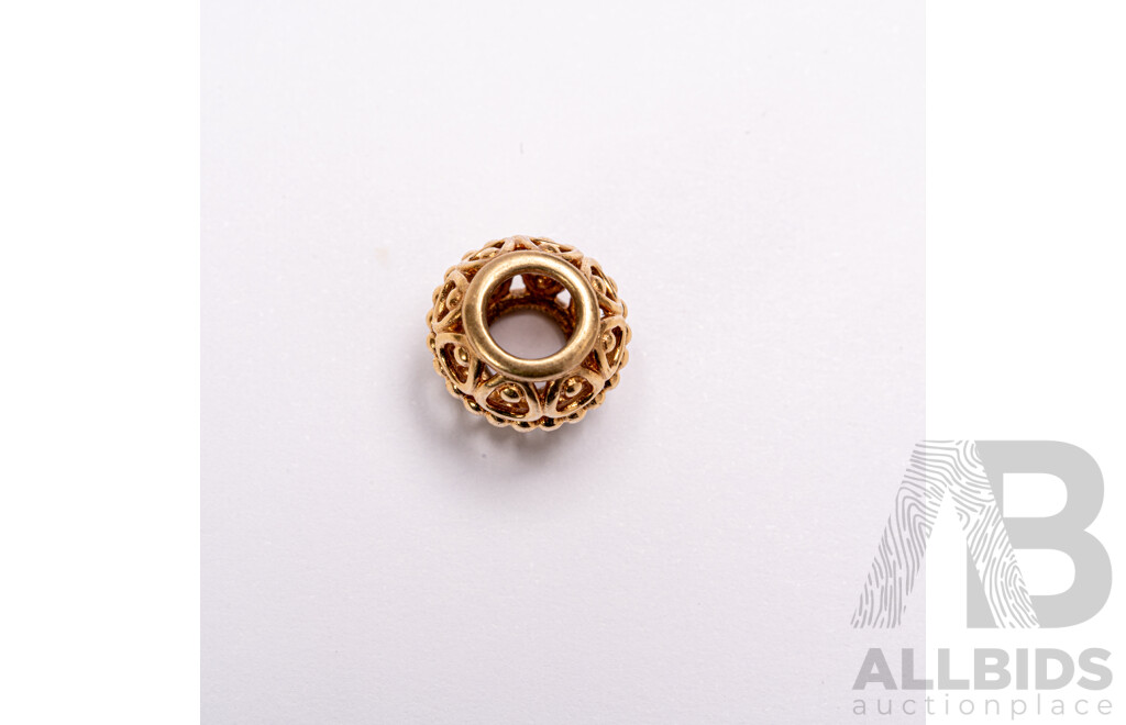 Pandora Authentic 14ct Gold Gilded Cage Charm, Retired 750458, 1.99 Grams