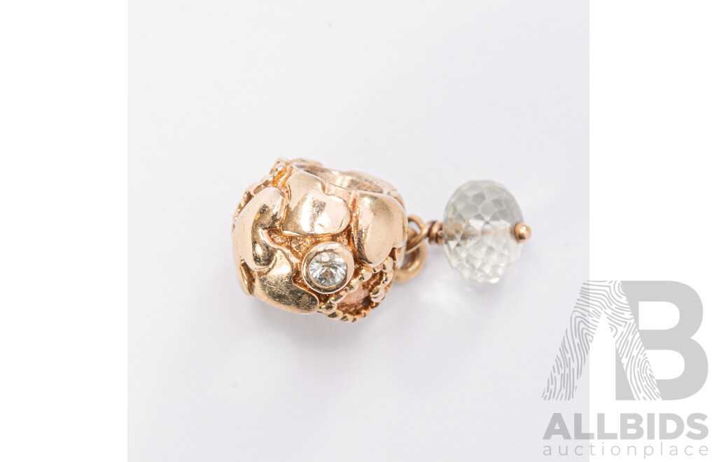Pandora Authentic 14K Gold True Love Charm, Retired 750354GAM, with Green Sapphire & Green Amethyst Drop, 4.93 Grams