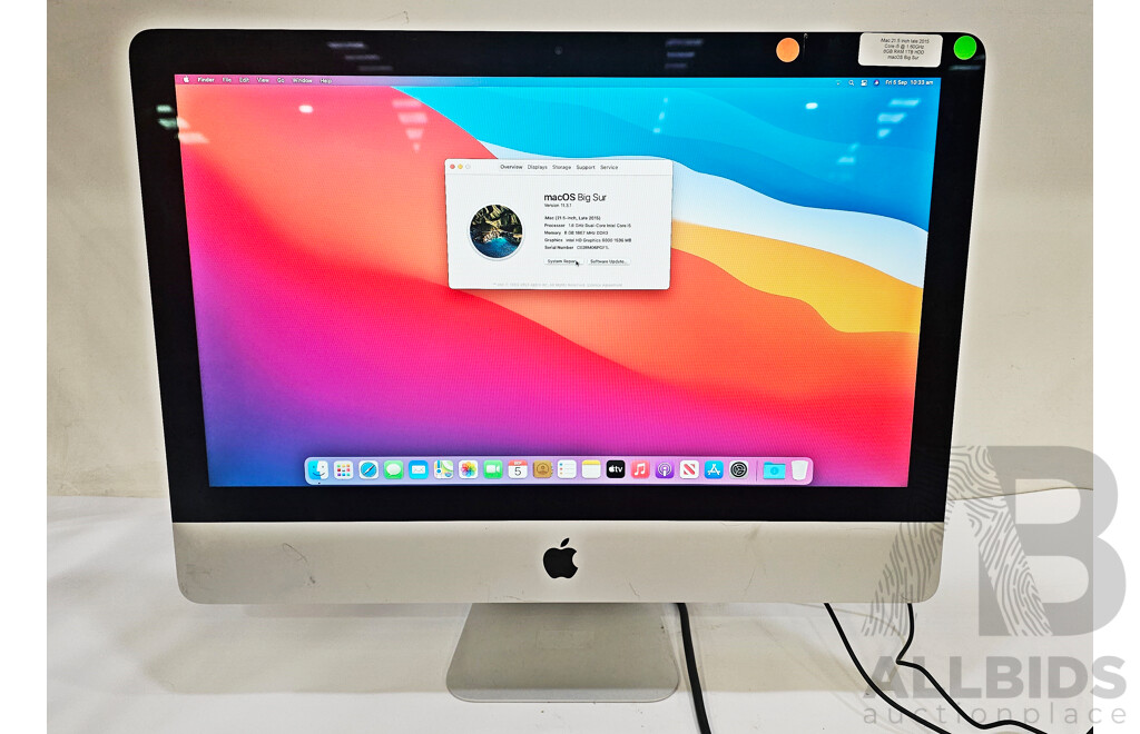 Apple (A1418) Intel Core I5 (5250U) 1.6GHz-2.70GHz 2-Core CPU 21.5-Inch IMac (Late-2015)