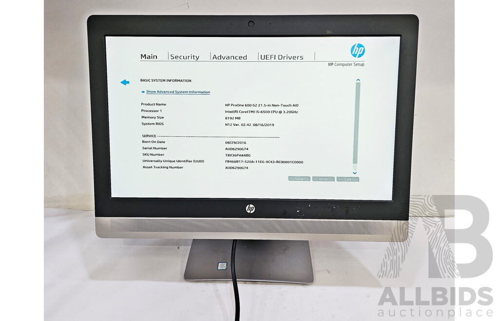 HP ProOne 600 G2 Intel Core I5 (6500) 3.20GHz-3.60GHz 4-Core CPU 21.5-Inch Non-Touchscreen AIO Computer