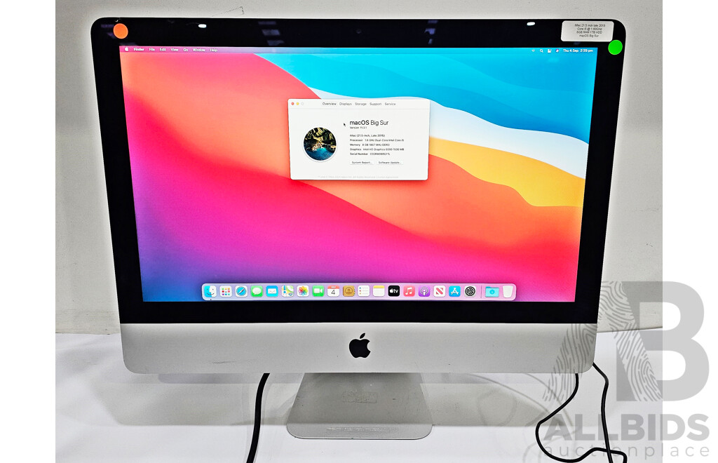 Apple (A1418) Intel Core I5 (5250U) 1.6GHz-2.70GHz 2-Core CPU 21.5-Inch IMac (Late-2015)