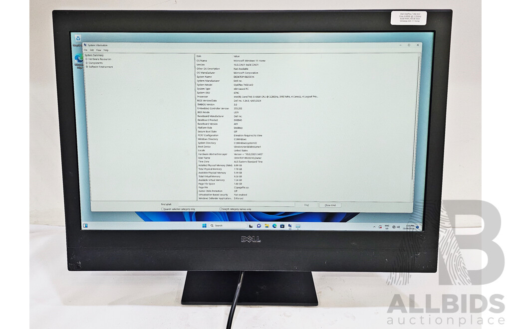 Dell OptiPlex 7450 AIO Intel Core I5 (6500) 3.20GHz-3.60GHz 4-Core CPU 23-Inch Non-Touchscreen All-in-One Computer