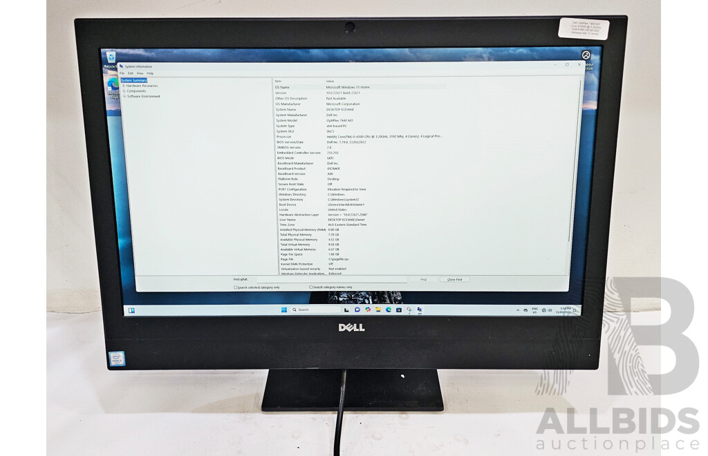 Dell OptiPlex 7440 AIO Intel Core I5 (6500) 3.20GHz-3.60GHz 4-Core CPU 23-Inch Non-Touchscreen All-in-One Computer
