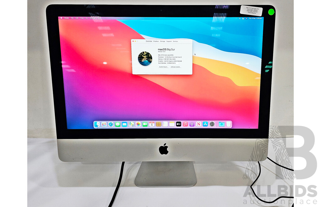 Apple (A1418) Intel Core I5 (5250U) 1.6GHz-2.70GHz 2-Core CPU 21.5-Inch IMac (Late-2015)