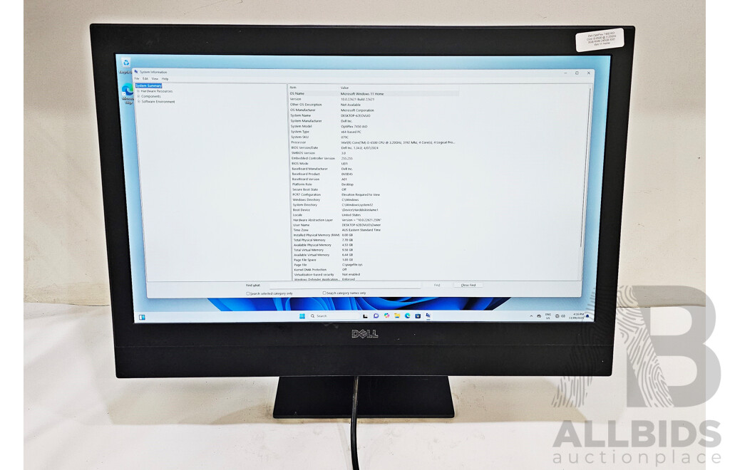 Dell OptiPlex 7450 AIO Intel Core I5 (6500) 3.20GHz-3.60GHz 4-Core CPU 23-Inch Non-Touchscreen All-in-One Computer