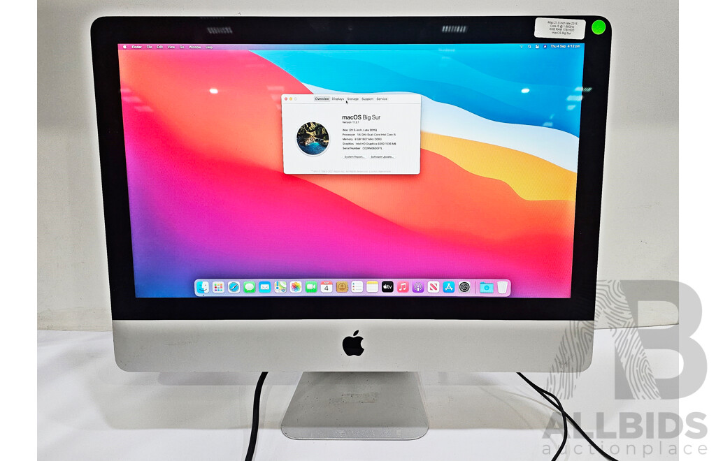 Apple (A1418) Intel Core I5 (5250U) 1.6GHz-2.70GHz 2-Core CPU 21.5-Inch IMac (Late-2015)