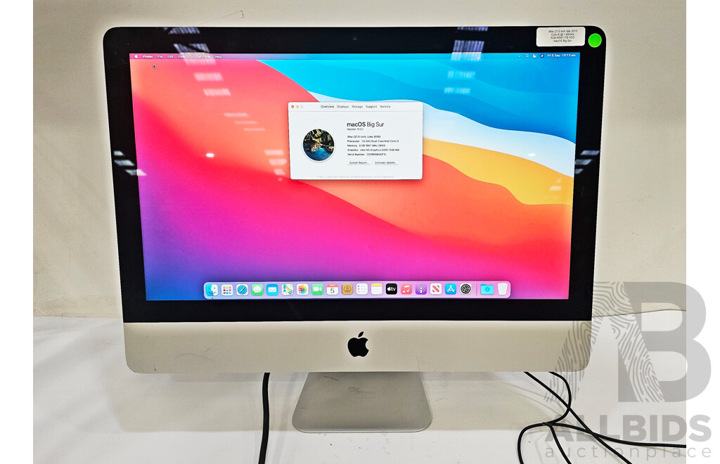 Apple (A1418) Intel Core I5 (5250U) 1.6GHz-2.70GHz 2-Core CPU 21.5-Inch IMac (Late-2015)