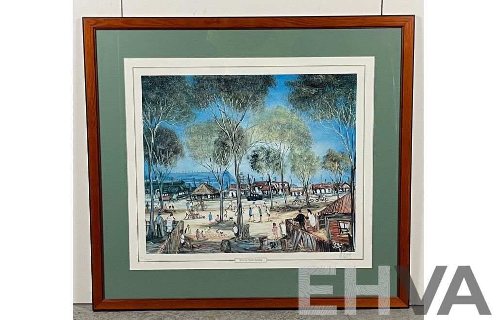 Pro Hart (20th Century Australian 1928-2006) 'Mining Town Sunday' Limited Edition Print of Original Oil Painting