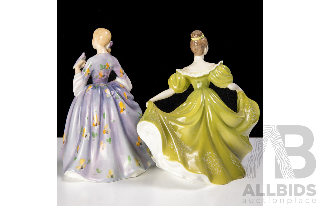 Two Vintage English Royal Doulton Porcelain Lady Figures Comprising Lynne HN 2329 & Nicola HN 2839