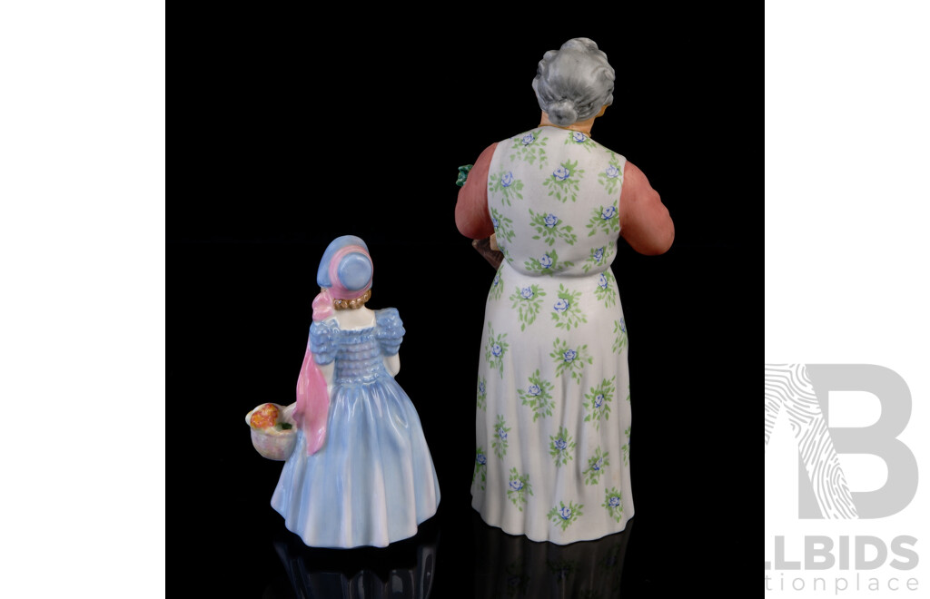Two Vintage English Royal Doulton Porcelain Figures Comprising  Good Morning HN 2671 & Wendy HN 2109