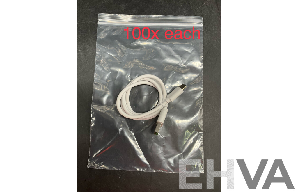 BULK LOT of USB C Cable and Zip Lock Bag - Approx 100 Each - LOT of 2
