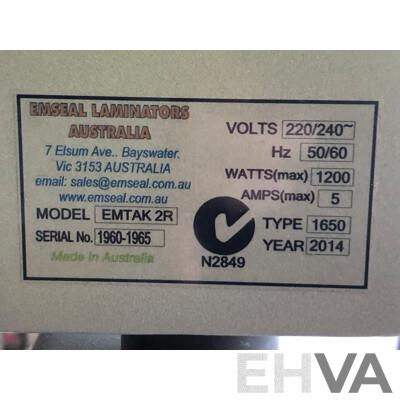EMSEAL EMTAK 2R 1650 Laminator With Work Table