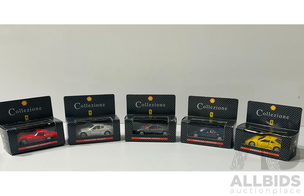 Vintage Boxed Majorette Truck, Bus, Car and Caravan with Pressed Steel Tow Truck and Five Shell Collezione Diecast Ferraris