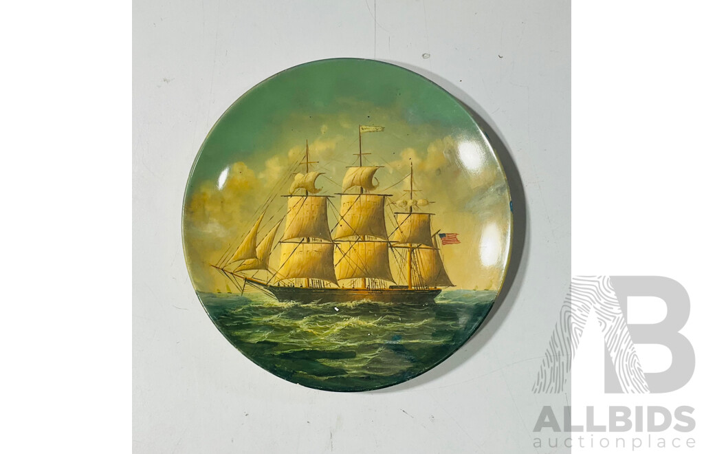 Collection of Display Sailing Ships Including Bottled Examples, Plate and Metal Trinket Box