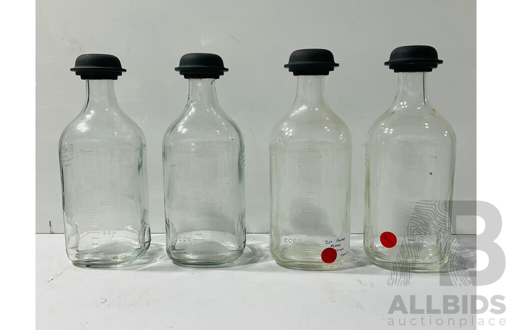 Collection of Four Vintage American Square-pak Flask with Markings