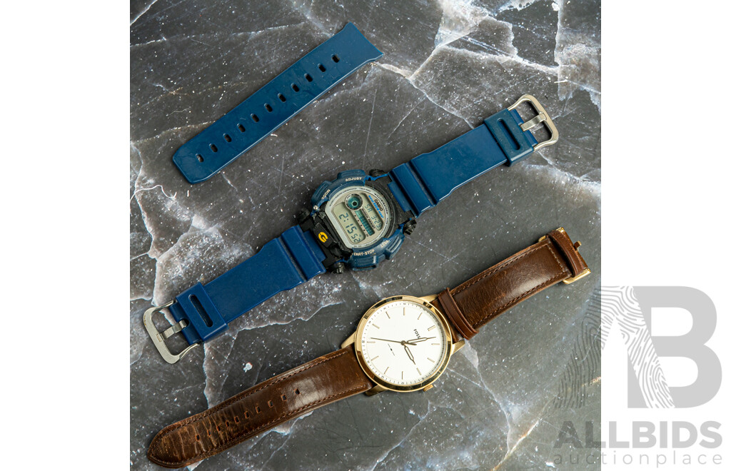 Fossil Mens Watch FS5397 & Casio G-Shock Digital Watch, DW-9052