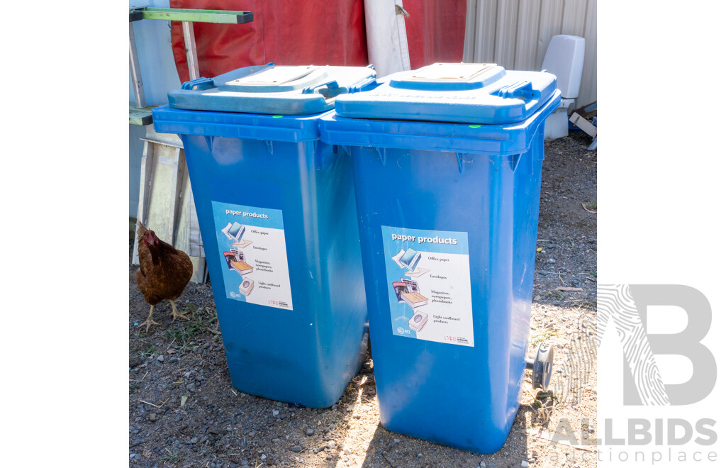 Job Lot Quantity of 2 120L Blue Wheelie Bins