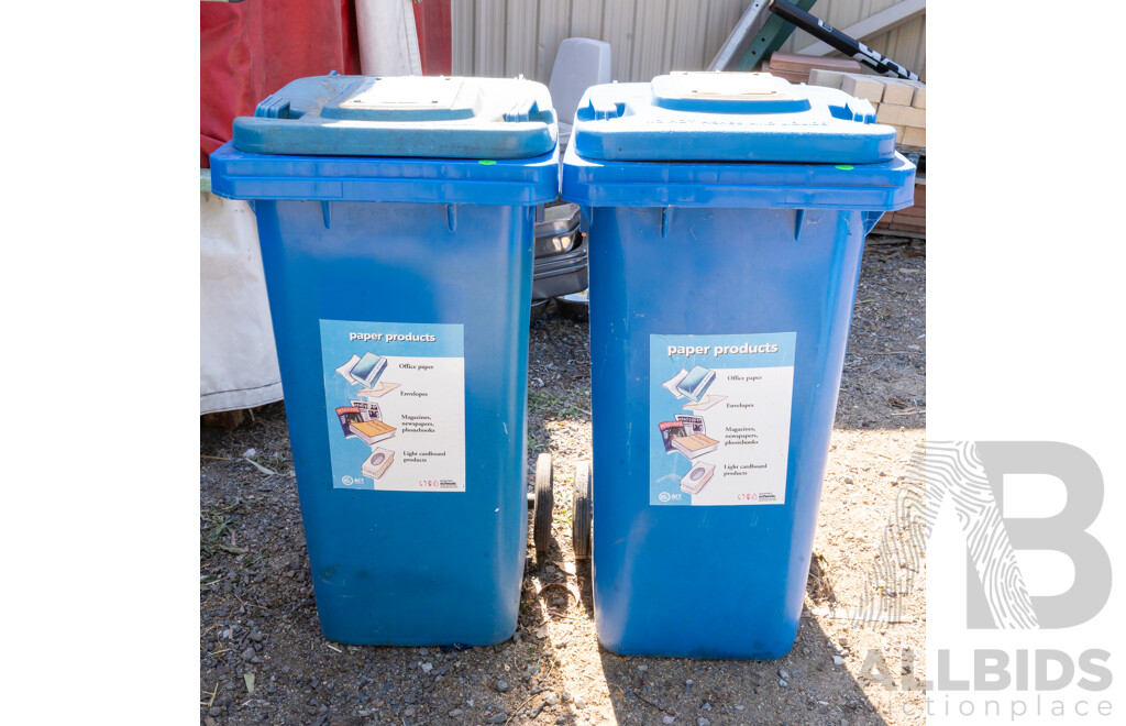 Job Lot Quantity of 2 120L Blue Wheelie Bins