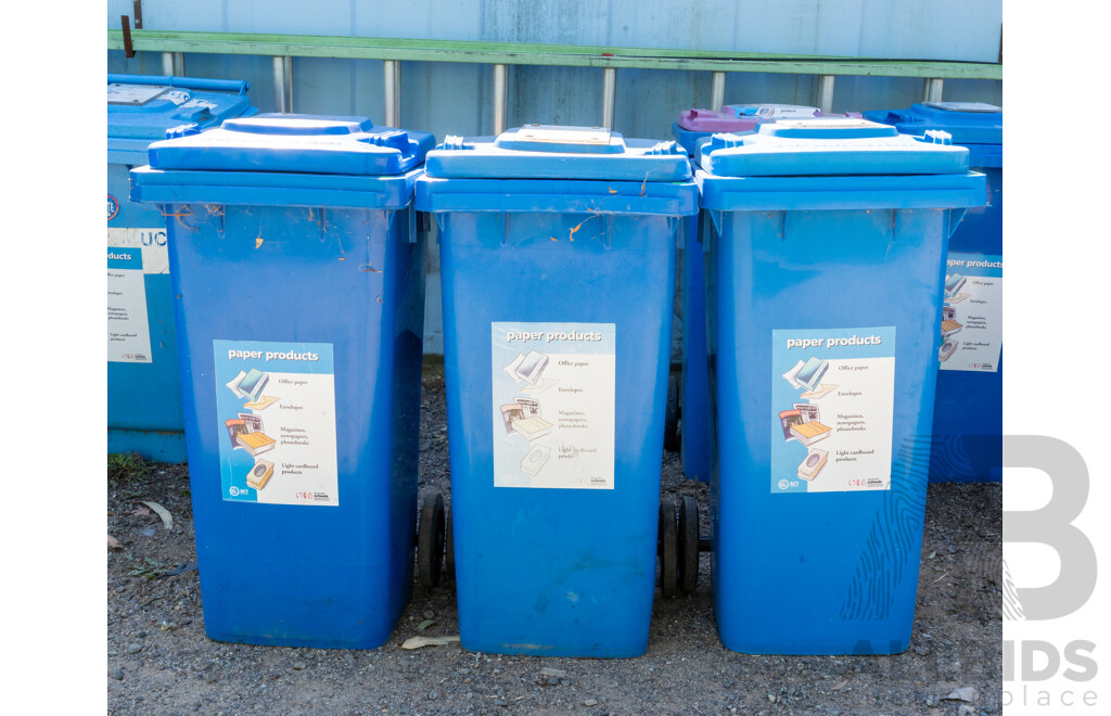 Job Lot Quantity of 3 120L Blue Wheelie Bins