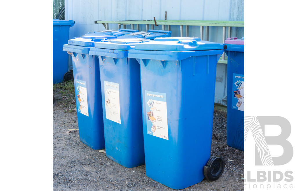 Job Lot Quantity of 3 120L Blue Wheelie Bins