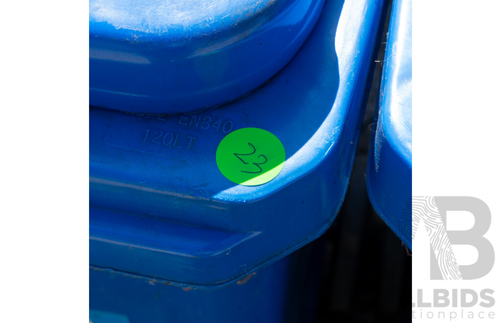 Job Lot Quantity of 3 120L Blue Wheelie Bins