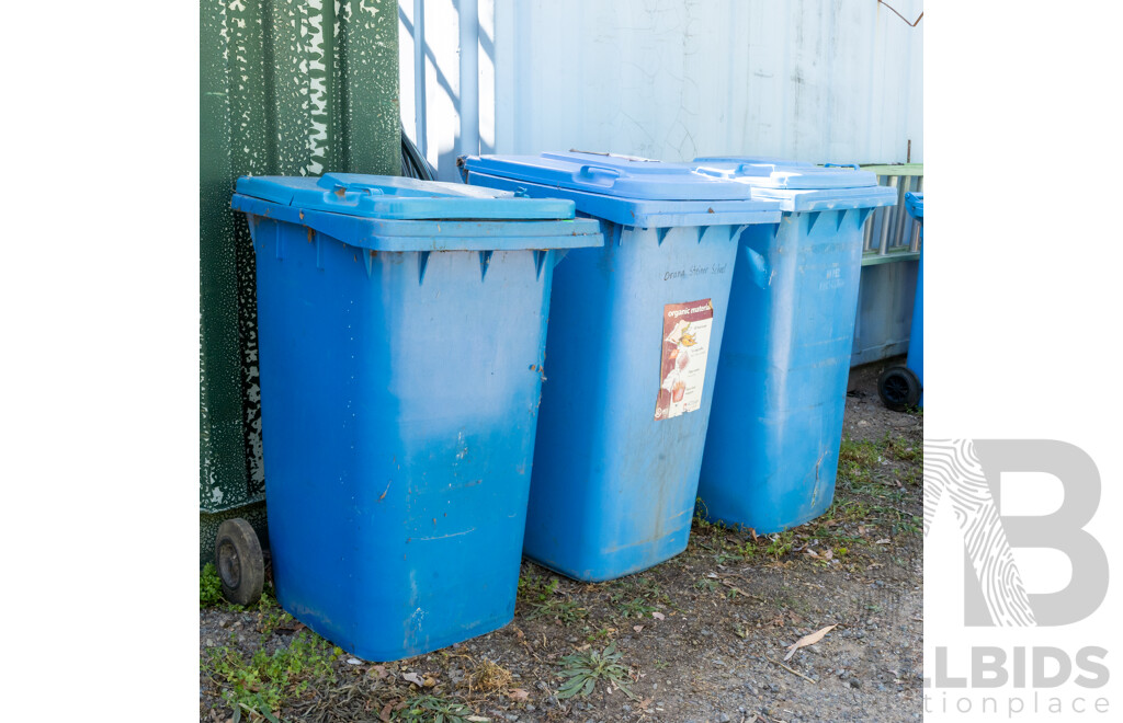 Job Lot Quantity of 3 240L Blue Wheelie Bins