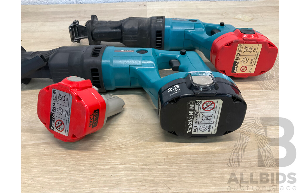 MAKITA  (JR180D) 18V Cordless Reciprocating Saw X2 and 3x Battery - Lot of 5