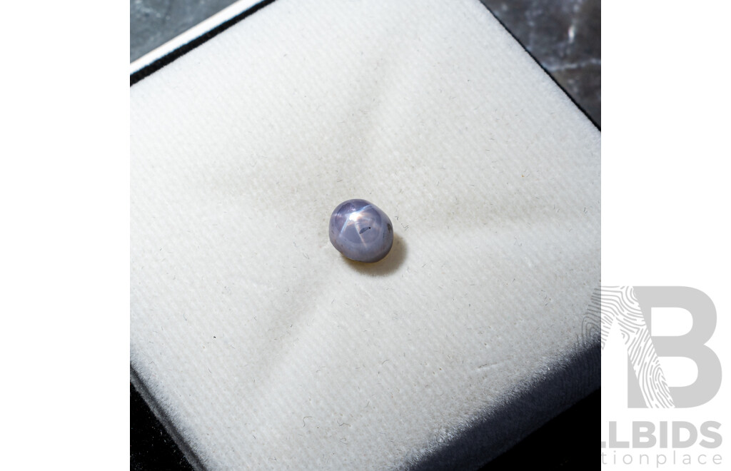 Star Sapphire, Lavendar Blue Natural Unset Oval Cabochon Gemstone, Origin Sri Lanka, 4.25ct