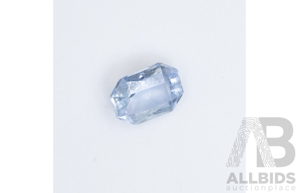 Corundum Sapphire, Very Light Blue, Natural Unset Emerald Cut Gemstone, 1.15ct