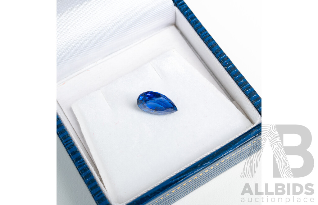 Blue Sapphire, Natural Corundum Pear Cut Gemstone, Origin Sri Lanka, 2.70ct - AGTL & IGL Reports