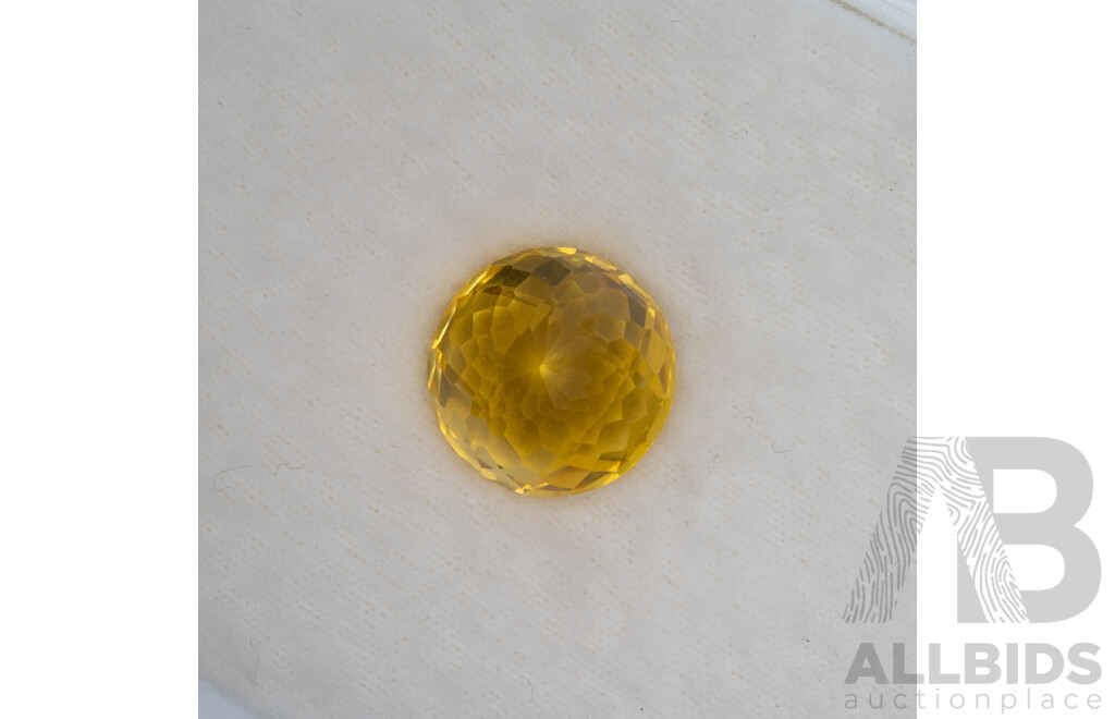Citrine, Natural Golden Yellow Unset Round Checker Cut Gemstone, 13.20CT