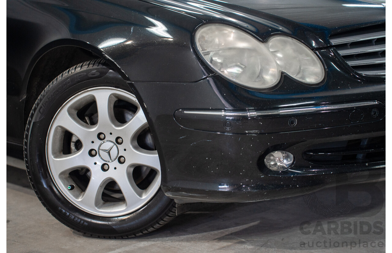 2/2005 Mercedes-Benz CLK200K Elegance C209 2d Coupe Obsidian Black Metallic Supercharged 1.8L